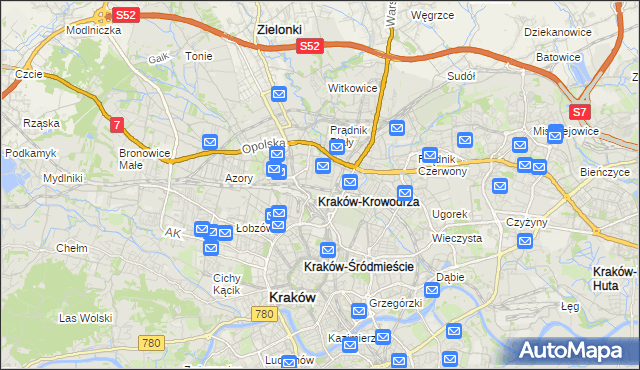 mapa Krowodrza, Krowodrza na mapie Targeo