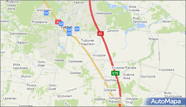 mapa Kruszów, Kruszów na mapie Targeo