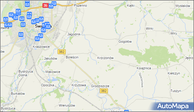 mapa Krzczonów gmina Świdnica, Krzczonów gmina Świdnica na mapie Targeo
