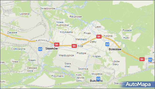mapa Krze, Krze na mapie Targeo