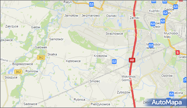 mapa Krzeptów, Krzeptów na mapie Targeo
