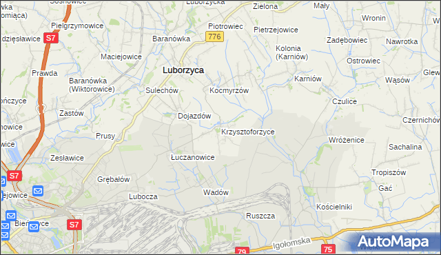 mapa Krzysztoforzyce, Krzysztoforzyce na mapie Targeo