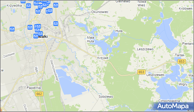 mapa Krzywe gmina Suwałki, Krzywe gmina Suwałki na mapie Targeo
