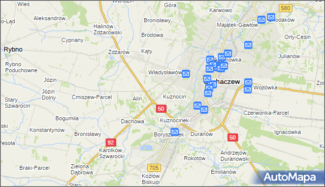 mapa Kuznocin gmina Sochaczew, Kuznocin gmina Sochaczew na mapie Targeo