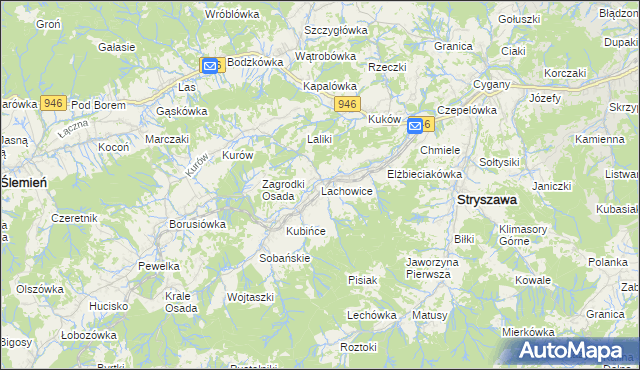 mapa Lachowice, Lachowice na mapie Targeo