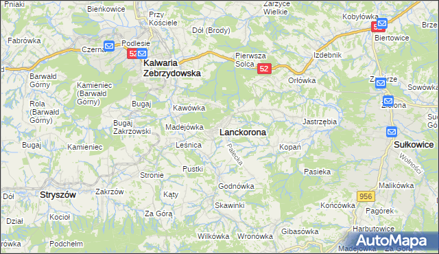 mapa Lanckorona, Lanckorona na mapie Targeo