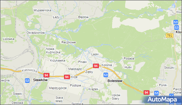 mapa Laski gmina Bolesław, Laski gmina Bolesław na mapie Targeo