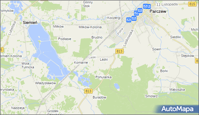 mapa Laski gmina Parczew, Laski gmina Parczew na mapie Targeo