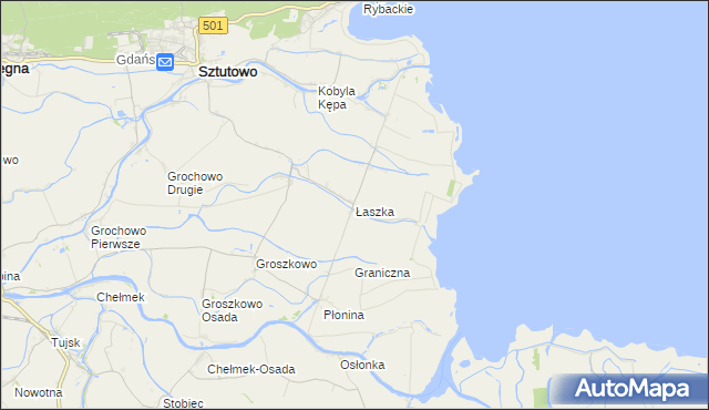 mapa Łaszka, Łaszka na mapie Targeo