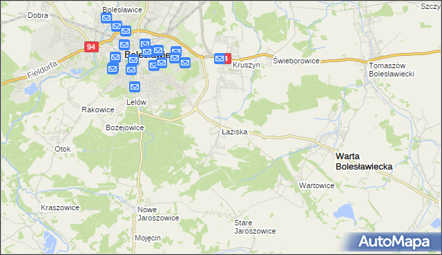 mapa Łaziska gmina Bolesławiec, Łaziska gmina Bolesławiec na mapie Targeo