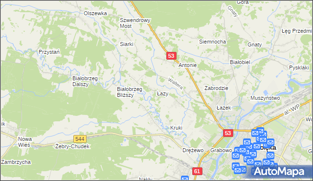 mapa Łazy gmina Olszewo-Borki, Łazy gmina Olszewo-Borki na mapie Targeo