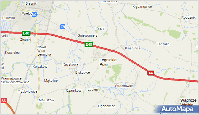 mapa Legnickie Pole, Legnickie Pole na mapie Targeo