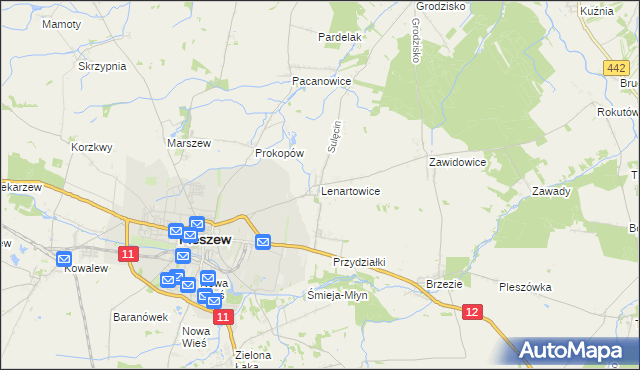 mapa Lenartowice gmina Pleszew, Lenartowice gmina Pleszew na mapie Targeo