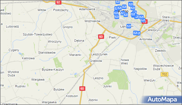 mapa Leszczynek, Leszczynek na mapie Targeo