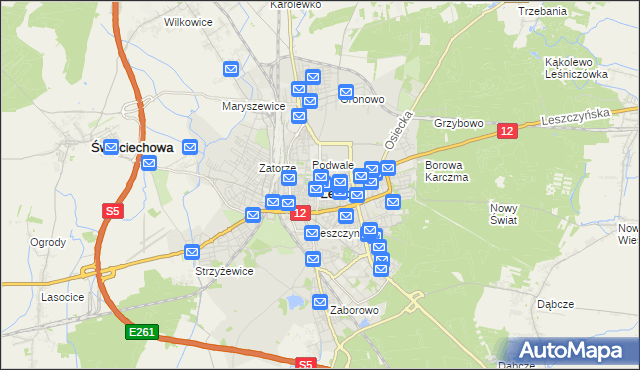 mapa Leszno, Leszno na mapie Targeo