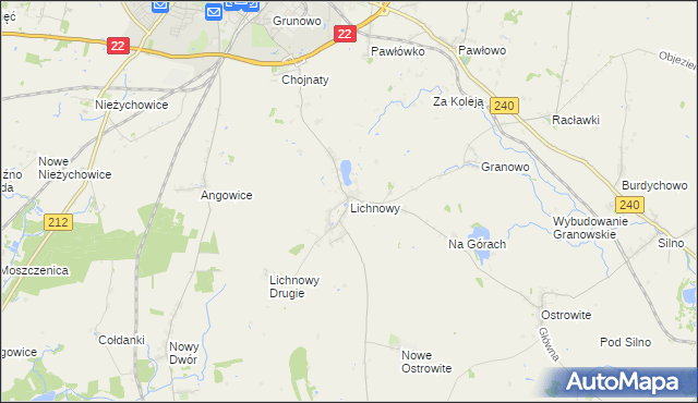 mapa Lichnowy gmina Chojnice, Lichnowy gmina Chojnice na mapie Targeo