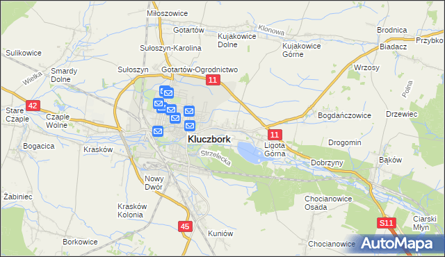 mapa Ligota Zamecka, Ligota Zamecka na mapie Targeo