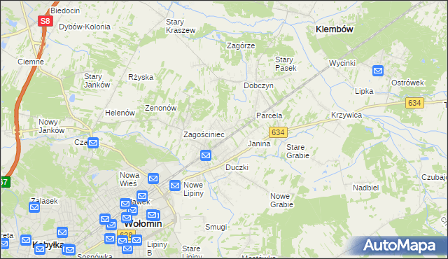 mapa Lipinki gmina Wołomin, Lipinki gmina Wołomin na mapie Targeo