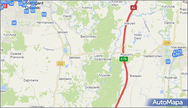 mapa Lipinki Szlacheckie, Lipinki Szlacheckie na mapie Targeo