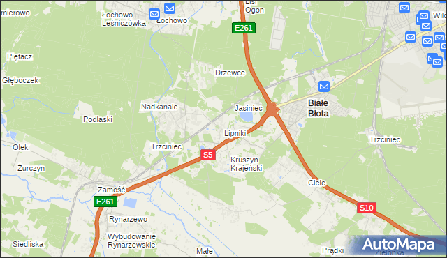 mapa Lipniki gmina Białe Błota, Lipniki gmina Białe Błota na mapie Targeo