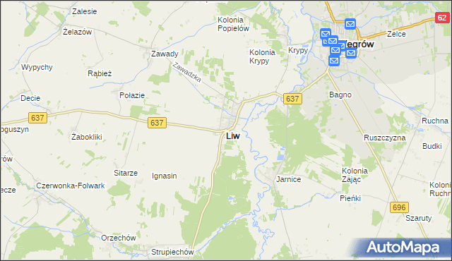 mapa Liw, Liw na mapie Targeo