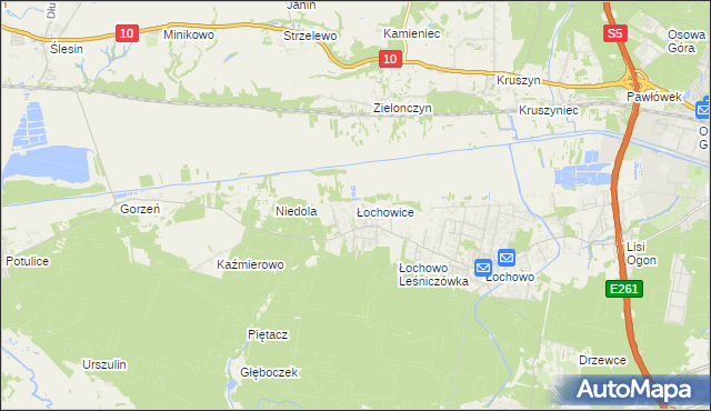 mapa Łochowice gmina Białe Błota, Łochowice gmina Białe Błota na mapie Targeo