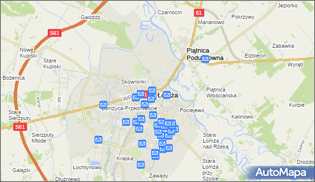 mapa Łomży, Łomża na mapie Targeo
