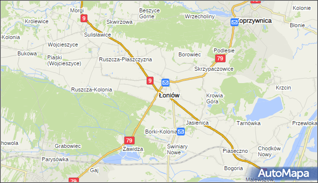 mapa Łoniów, Łoniów na mapie Targeo