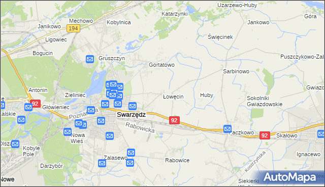 mapa Łowęcin, Łowęcin na mapie Targeo