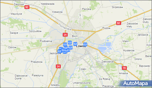 mapa Łowicza, Łowicz na mapie Targeo