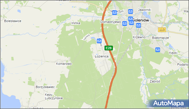 mapa Łozienica, Łozienica na mapie Targeo