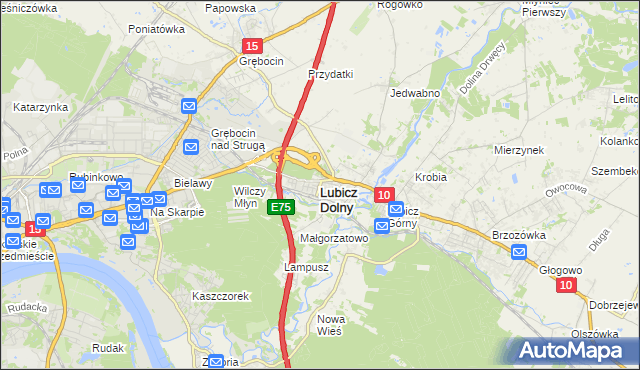 mapa Lubicz Dolny, Lubicz Dolny na mapie Targeo