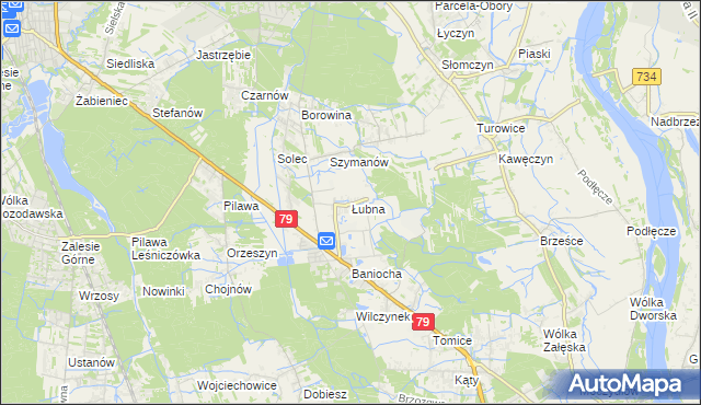 mapa Łubna gmina Góra Kalwaria, Łubna gmina Góra Kalwaria na mapie Targeo