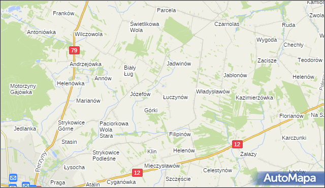 mapa Łuczynów gmina Policzna, Łuczynów gmina Policzna na mapie Targeo