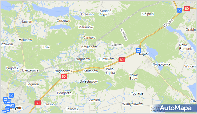 mapa Ludwików gmina Łąck, Ludwików gmina Łąck na mapie Targeo