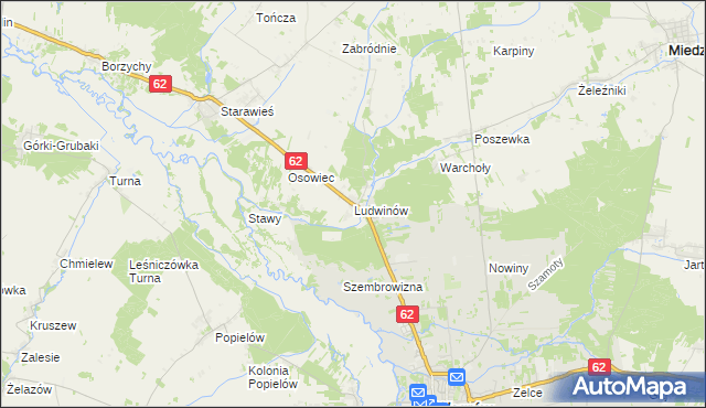 mapa Ludwinów gmina Liw, Ludwinów gmina Liw na mapie Targeo