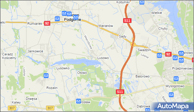 mapa Lusowo, Lusowo na mapie Targeo