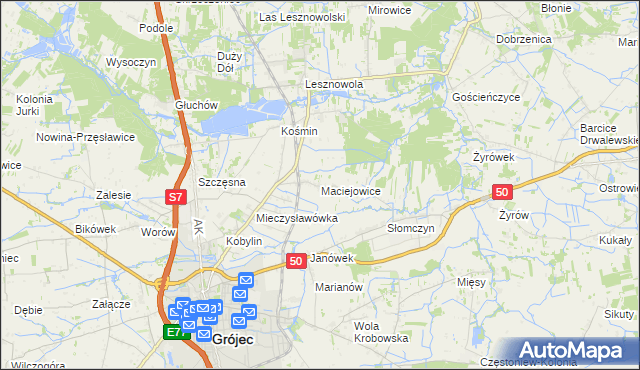 mapa Maciejowice gmina Grójec, Maciejowice gmina Grójec na mapie Targeo
