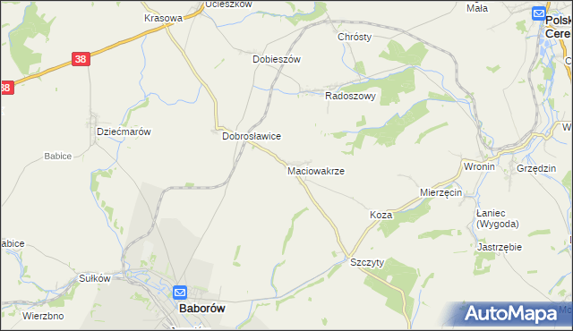 mapa Maciowakrze, Maciowakrze na mapie Targeo