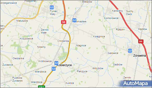 mapa Magnice, Magnice na mapie Targeo