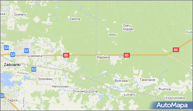 mapa Majówka gmina Supraśl, Majówka gmina Supraśl na mapie Targeo