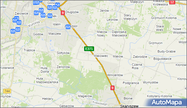 mapa Makowiec, Makowiec na mapie Targeo