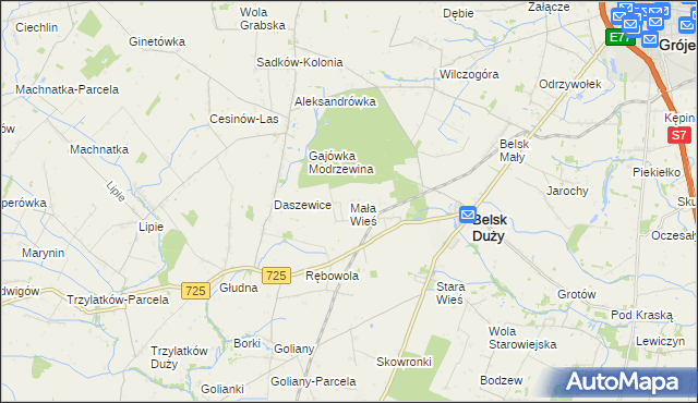 mapa Mała Wieś gmina Belsk Duży, Mała Wieś gmina Belsk Duży na mapie Targeo
