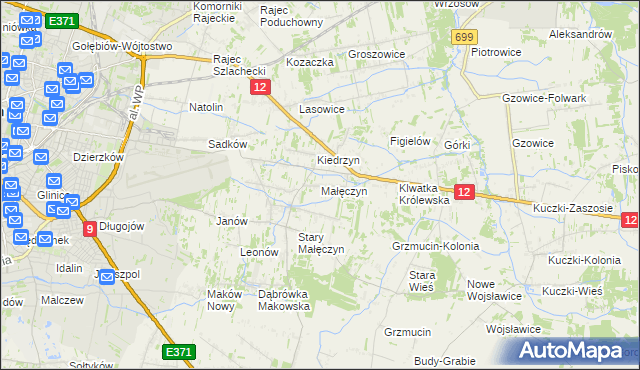 mapa Małęczyn gmina Gózd, Małęczyn gmina Gózd na mapie Targeo