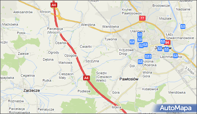 mapa Maleniska gmina Pawłosiów, Maleniska gmina Pawłosiów na mapie Targeo