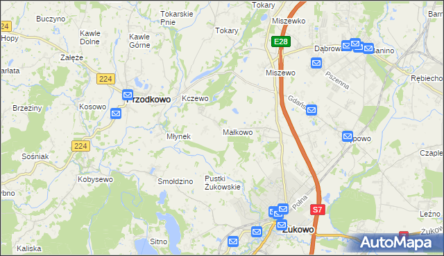 mapa Małkowo, Małkowo na mapie Targeo