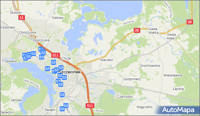 mapa Marcelin gmina Szczecinek, Marcelin gmina Szczecinek na mapie Targeo