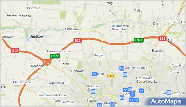 mapa Marysin gmina Jastków, Marysin gmina Jastków na mapie Targeo