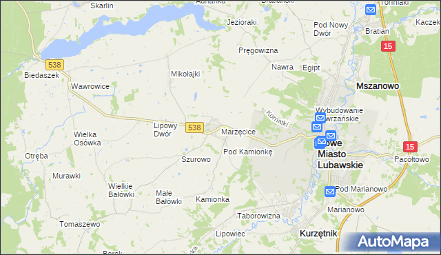 mapa Marzęcice gmina Kurzętnik, Marzęcice gmina Kurzętnik na mapie Targeo