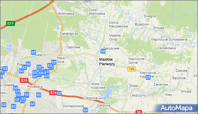 mapa Masłów Pierwszy, Masłów Pierwszy na mapie Targeo